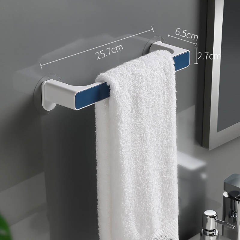 1Pc Zelfklevende Handdoek Houder Rek Muur Handdoek Hanger Badkamer Bar Plank Rolhouder Opknoping Haak Organisator: S Blue