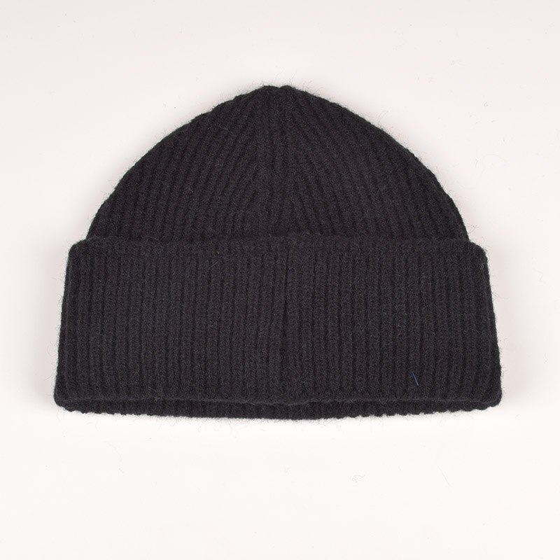 unsex Autumn winter solid color real wool beanies best matched cashmere man woman Warm skullies
