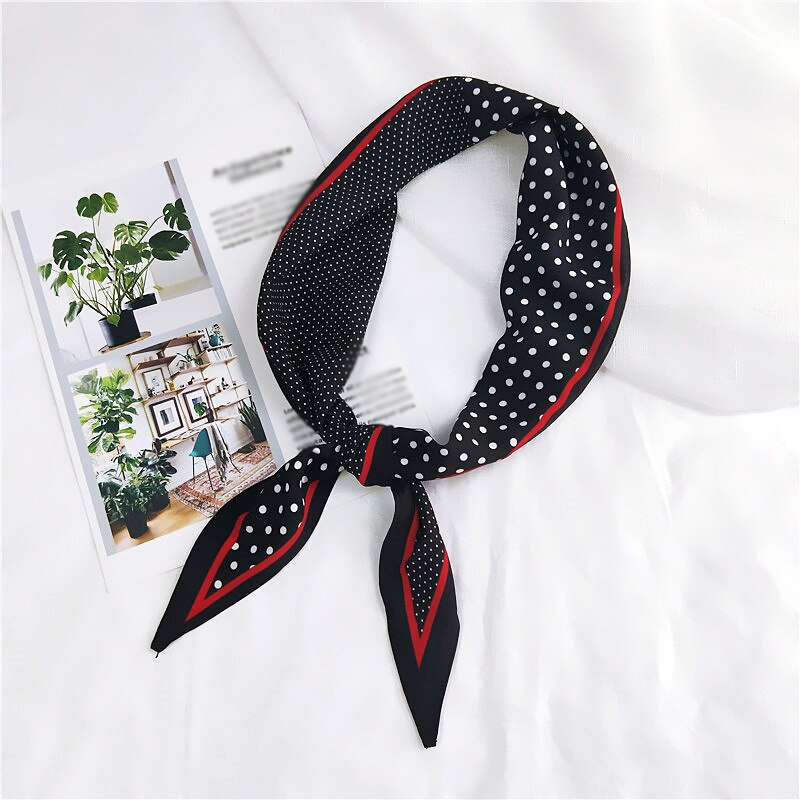 Polka Dot Spell Color Small Silk Scarf Women Rhombus Head Scarves Narrow Long DIY Handle Bag Ribbons Skinny Hair Neck Scarves