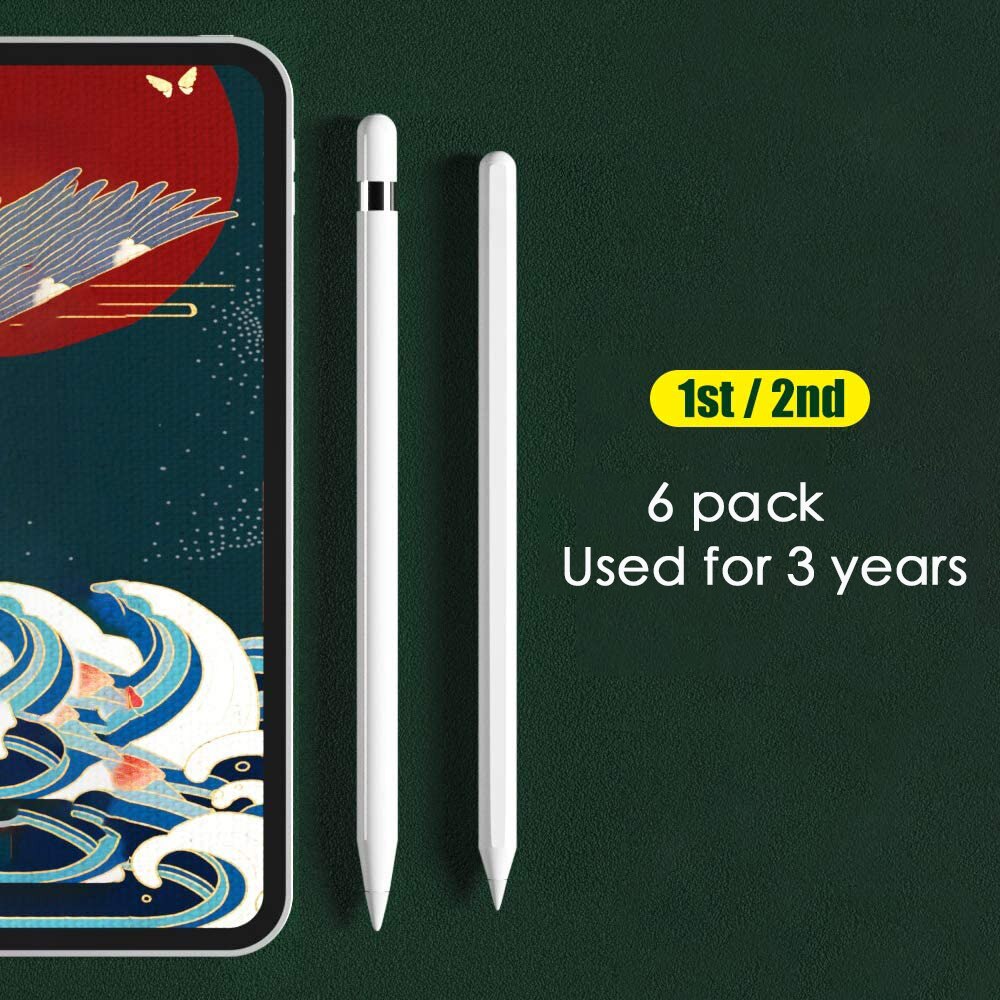 Peilinc Pencil Tips for Apple Pencil 1st / 2nd Generation, 2B Soft Double-Layered iPad Pencil Tip, White &amp; Black Stylus Nib