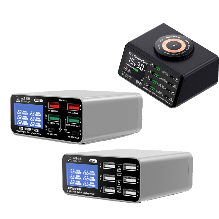 MEGA-IDEA Super Snelle Oplader Pqw110 B640 Pq687 Met Qc3.0 Pd Usb Draadloze Oplaadpoort 110W 87 W 40W Voor Mobiele Telefoon Ipad