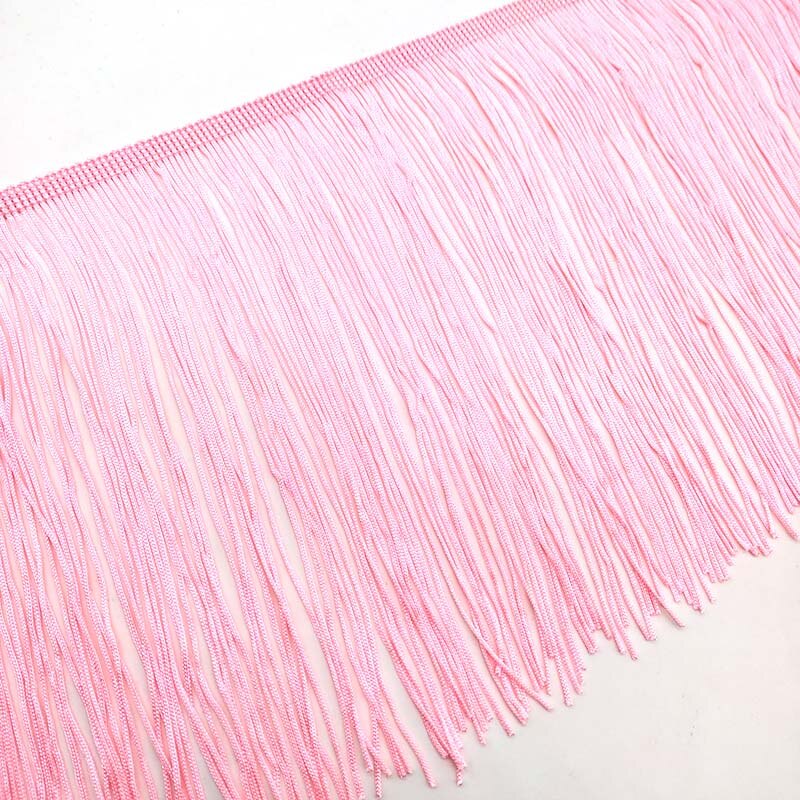 Ruban à franges en dentelle blanche de 50CM de Long, 15CM de large, pour bricolage, robe latine, vêtements de scène, accessoires: Pink