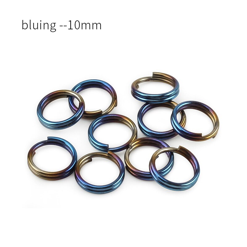 10 pièces/lot titane 10mm/12mm/14mm porte-clés EDC outil extérieur multicolore titane porte-clés: bluing 10mm