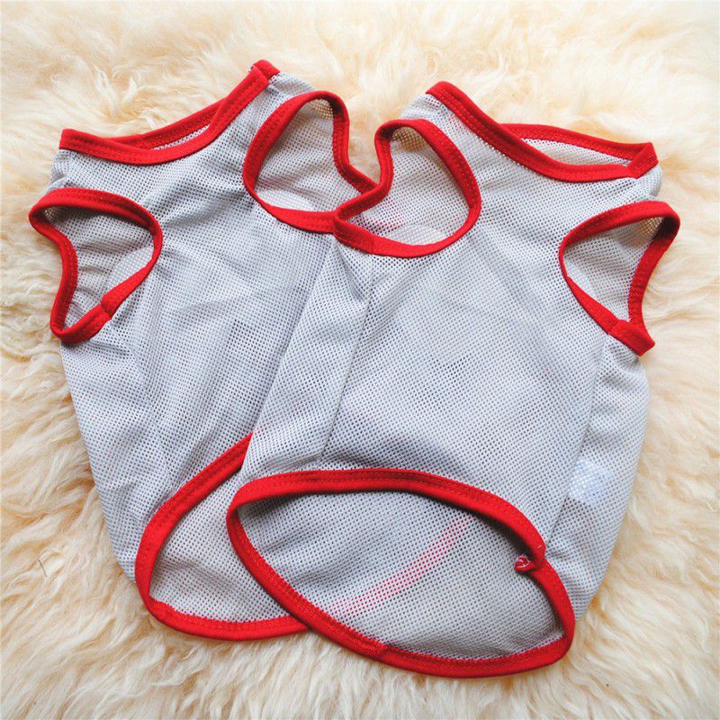 Small Dog Shirts Outdoor Sun Sunscreen Light Polyester Breathable Grid Dog Vests Love Clothes For Puppy Teddy Chihuahua#G