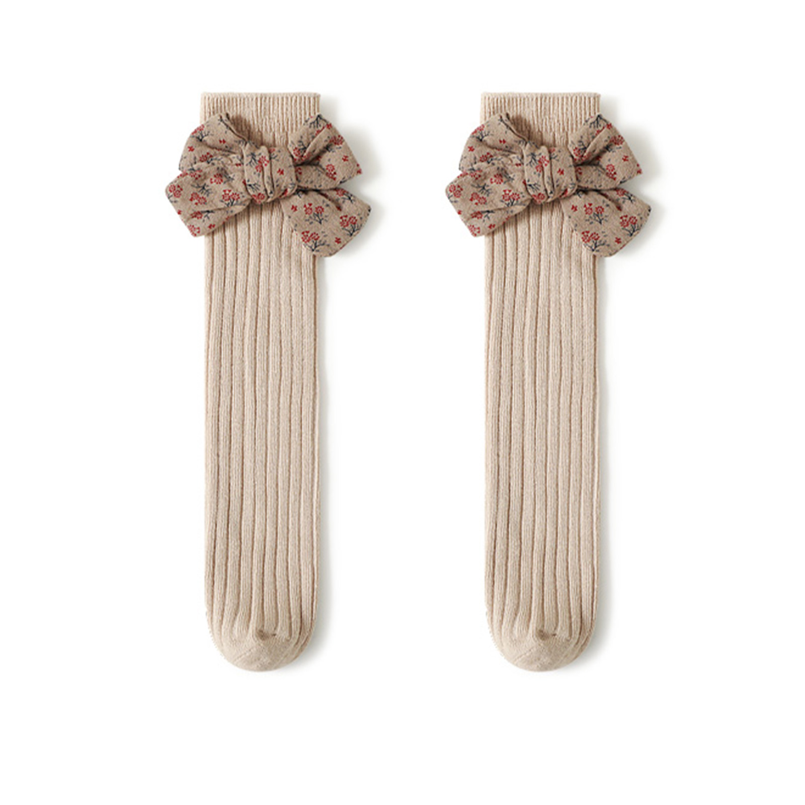 Baby Kids Infant Mädchen Stricken Socken Hohe Rohr Anti-Slip Bottom Cartoon Rippen Weiche Baumwolle Bowknot Home Atmungsaktive Kleinkind socke: Brown / 5