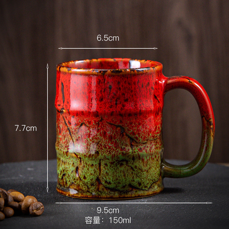 Colored Kiln-changed Coffee Cup 150ml Oil Barrel Shape Mug Office Simple Tea Cup Casual Coffee Shop Drinkware Afternoon Tea Set: Blue