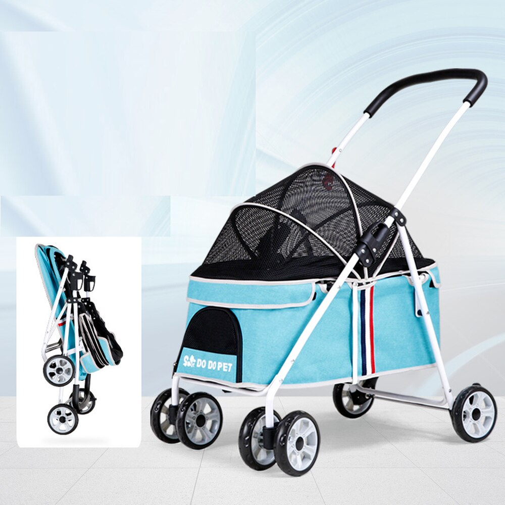 Hond Wandelwagen 4 Wiel Voorwiel 360 ° Rotatie Achterwiel Met Rem Voor Uitje Vouwen Eenvoudig Te Monteren Belasting capaciteit 20Kg