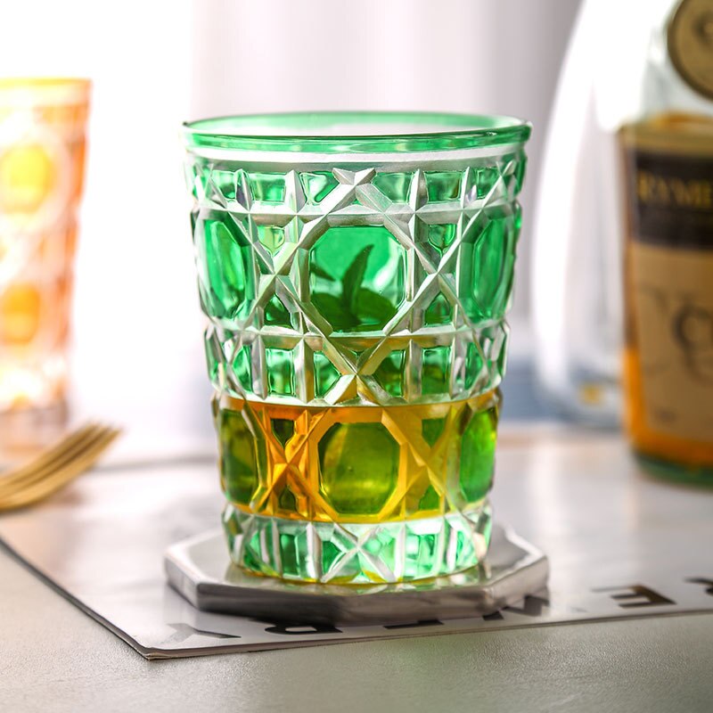 380ml European Whiskey Glass Starry Sky Cup Handmade Crystal Carved Drinkware Bar Supplies Beer Water Cup Drinking Wine Glasses