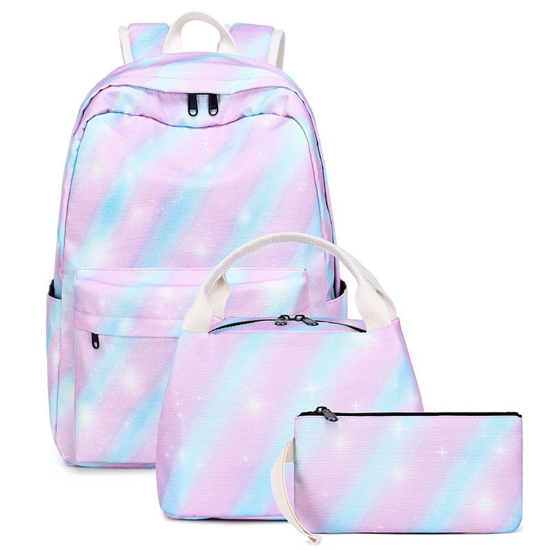 Atinfor Vrouwen Roze Set Rugzak Vrouwelijke Laptop Streep Knapzak Leuke Schooltas Voor Tieners Met Lunchbox Tassen