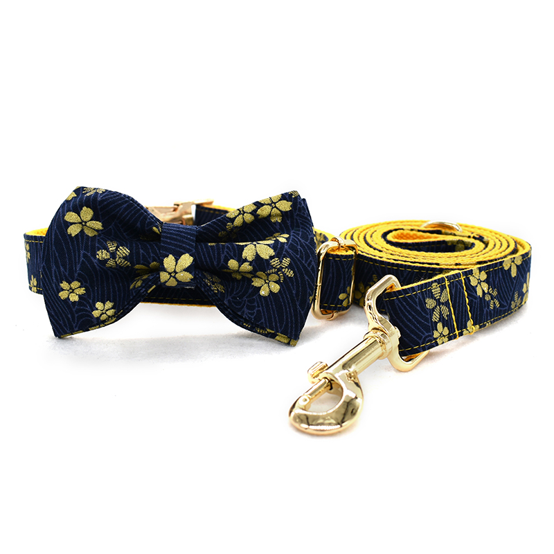 Collier à graver nom et identification du téléphone, nœud pour chien, chiot, boucle en métal, fabricant de collier à fleurs, prix d'usine, 4 tailles: Collar Leash Bow Tie / L