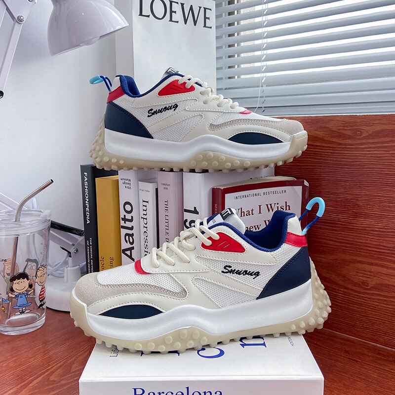 Chaussures Super Fire Net pour papa femmes, baskets de sport en maille respirante, pour étudiantes, Ins, blanches polyvalentes,