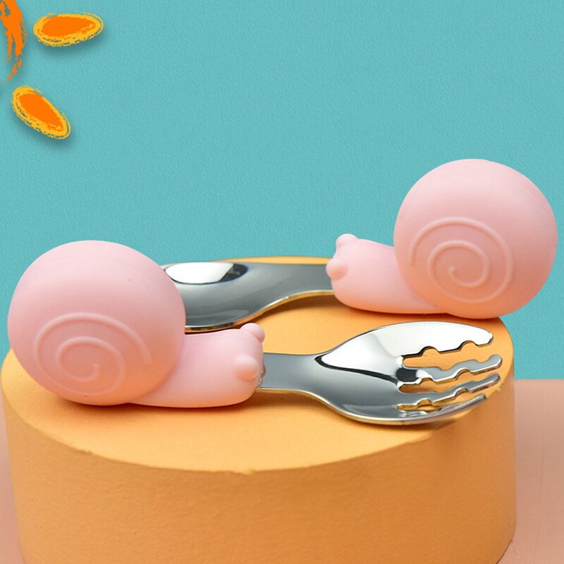 Soft Spoon for Baby Feeding Toddler Tableware Set Stainless Steel Utensil Cloud Toddler Dinnerware Cartoon Infant Spoon Fork