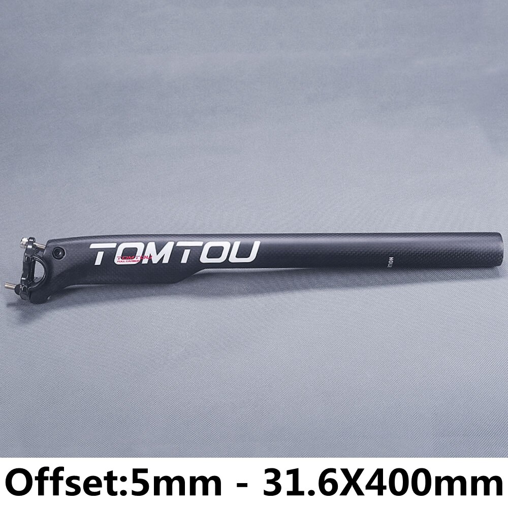 Tomtou carbonvezel fietszadelpen fietsonderdelen 3k mat wit offset 0mm 5mm 20mm diameter 27.2mm 30.8mm 31.6mm: 5mm 31.6 x 400mm