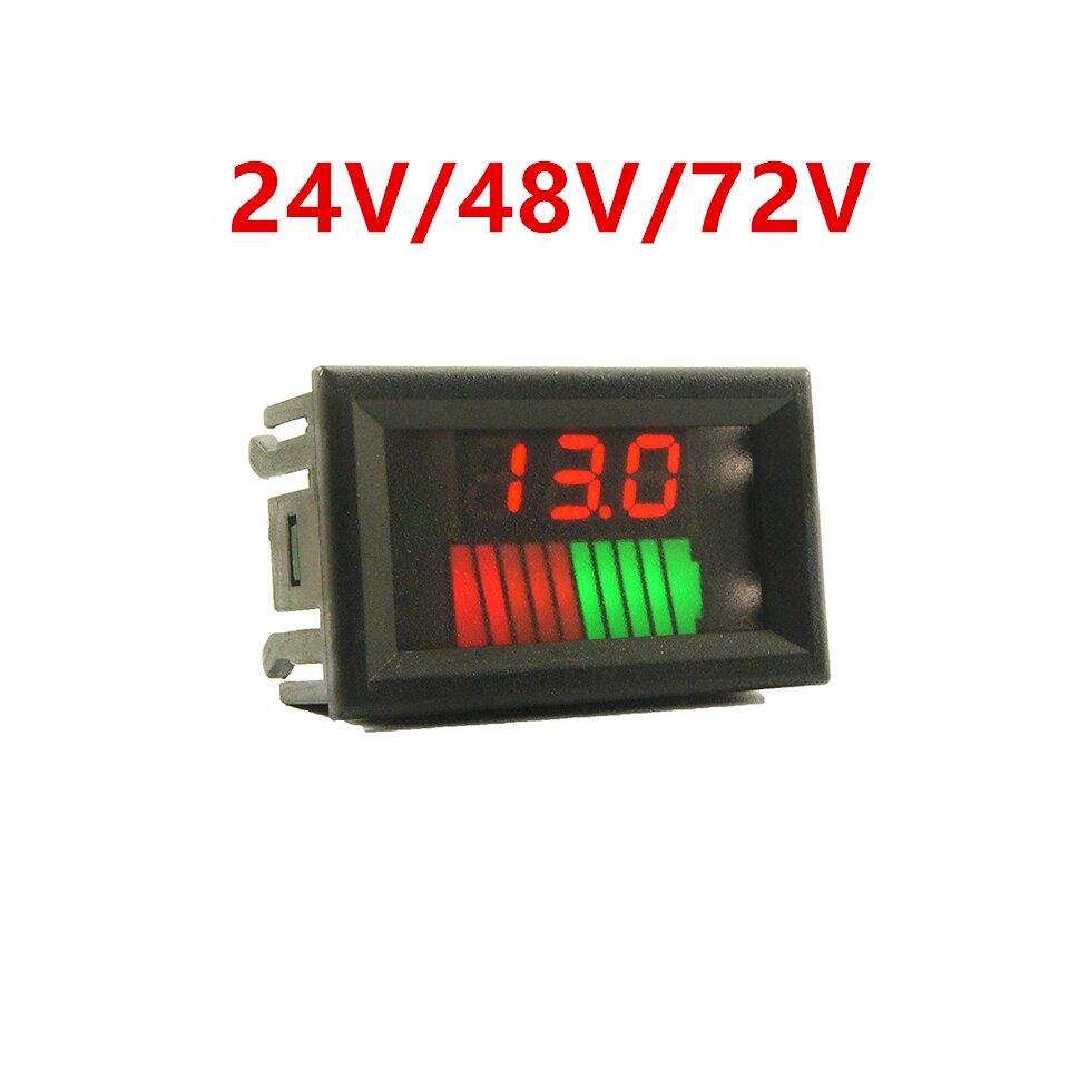 DC 12V 24V 36V 48V 60V 72V Car Lead Acid Battery Capacity Indicator 10 Segment digital Lithium battery Charge Level Indicator: 24V 48V 72V  Red