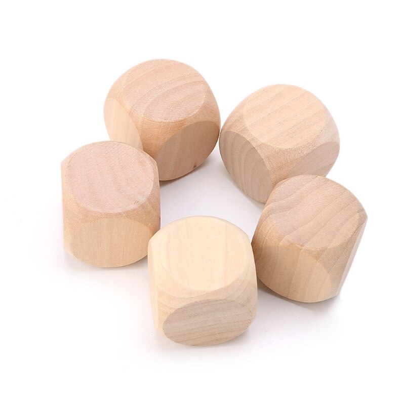 40mm dadi in legno bianco giocattoli per bambini stampa incisione scrivere pittura gioco per famiglie fai da te 652D