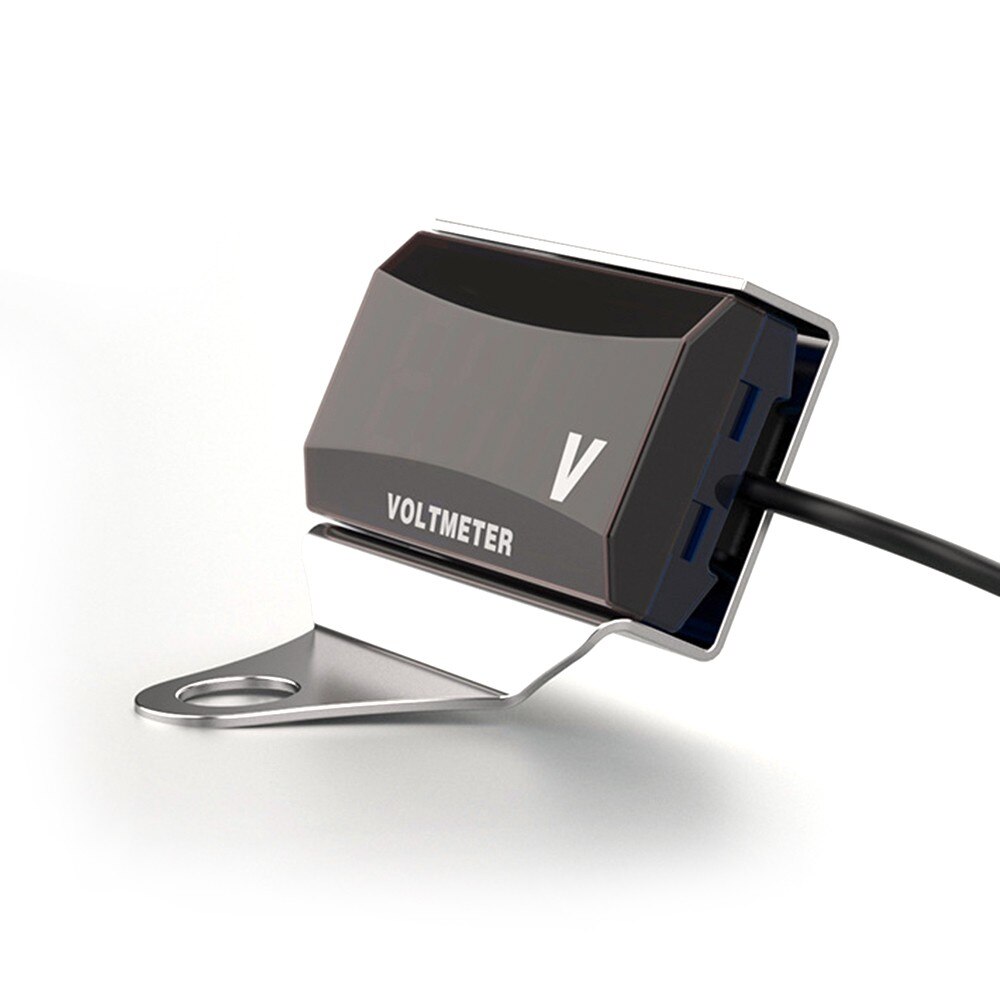 Voltmètre numérique pour moto avec affichage LED, étanche, testeur de tension de batterie, jauge avec support, 10-150V DC
