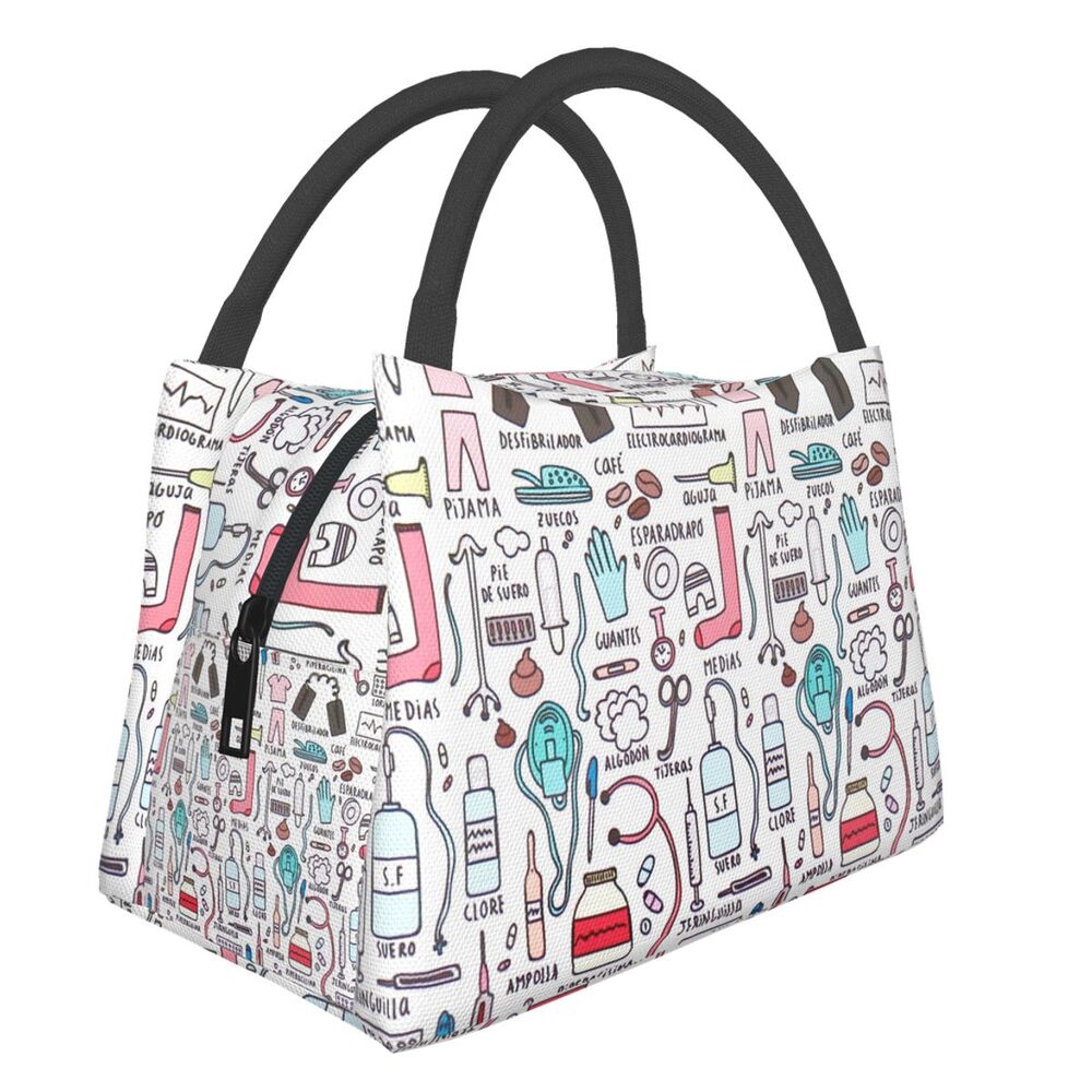 Leuke Roze Verse Koeltassen Verpleegkundige Print Waterdichte Oxford Doek Draagbare Rits Thermische Lunch Tassen Voor Vrouwen Lunch Voedsel Zakken: 395465833