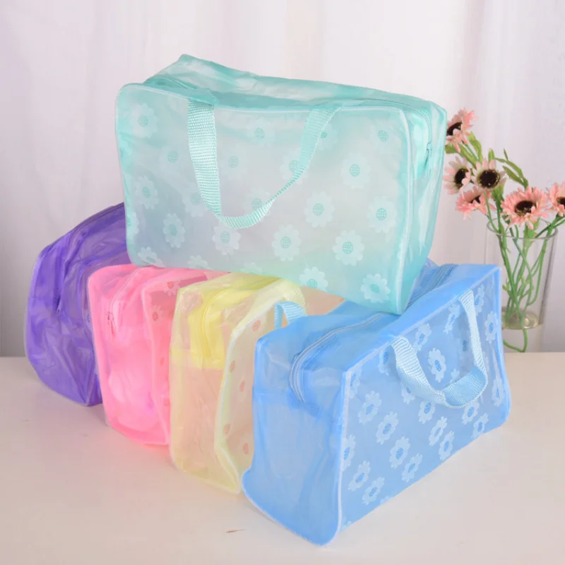 Draagbare transparante PVC make-uptassen Dames bloemen waterdichte make-up tas Reizen wassen Toilettas Douche opbergtas Zakjes