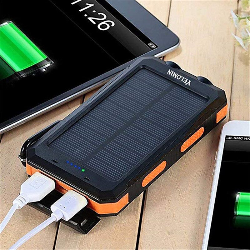 Solar Draagbare Waterdichte Draagbare Power Bank 30000 Mah Voor Alle Slimme Telefoon Batterij Powerbank Snelle Opladen Externe Batterij Led
