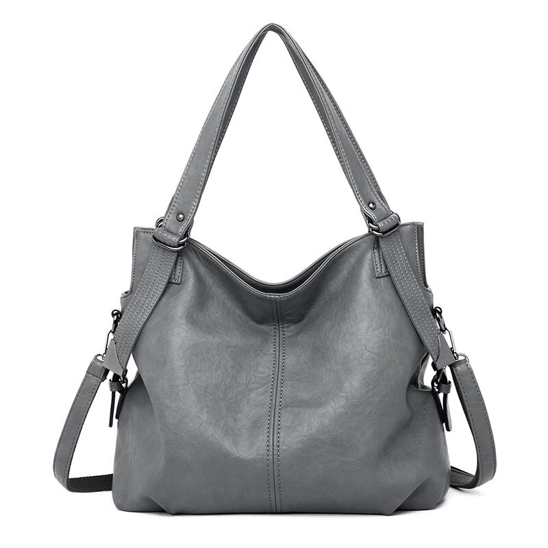 Luksus håndtasker kvinder tasker bløde læder tasker til kvinder hobos europa crossbody taske damer vintage berømt mærke sac: Grå