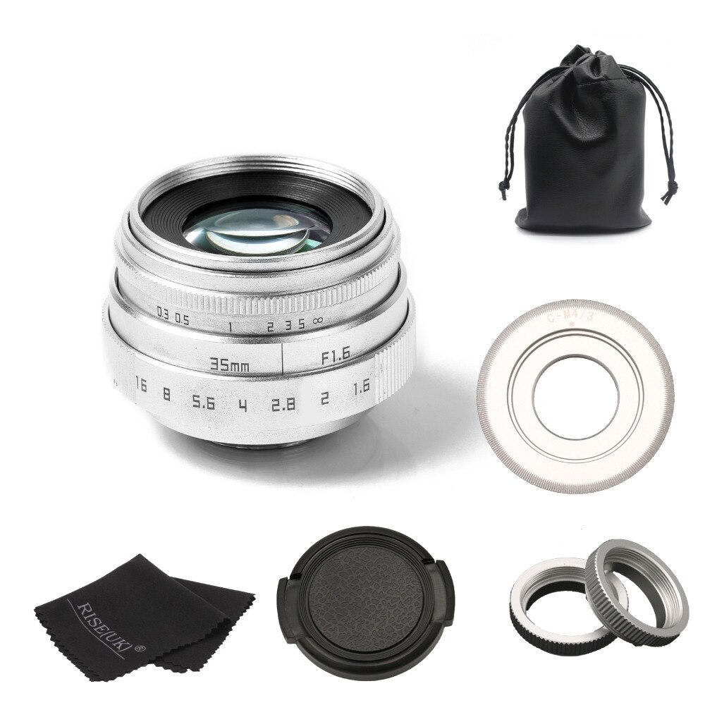 FUJIAN – objectif de caméra de vidéosurveillance 35mm f1.6 C, pour caméra M4/3 / MFT et adaptateur argent