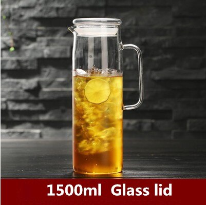 Kaldt glass vannflaske krukke vannkoker gjennomsiktig stor kapasitet varmebestandig vannkanne med håndtak tekanne beholder 1.0 l 1.2l 1.5l