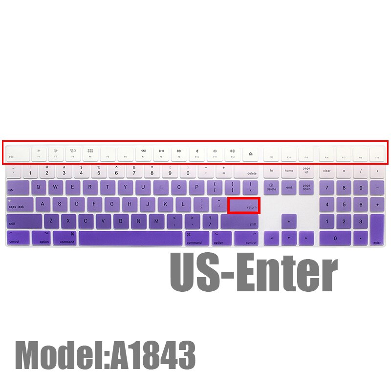 Silicone Keyboard Cover Keypad Skin Protector For Apple Magic Keyboard with Numeric Keypad A1843 MQ052LL/A MB110/B A1243 Imac: A1843 US purple