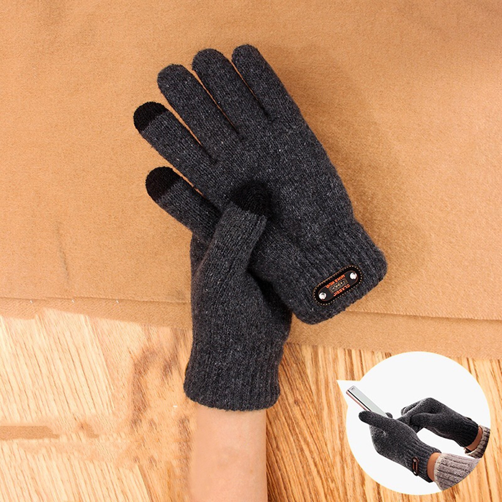 Winter Women Gloves Windproof Knit Plush Thickened Double Warm Lady Mittens Touch Screen Skin-friendly Soft Female Glove
