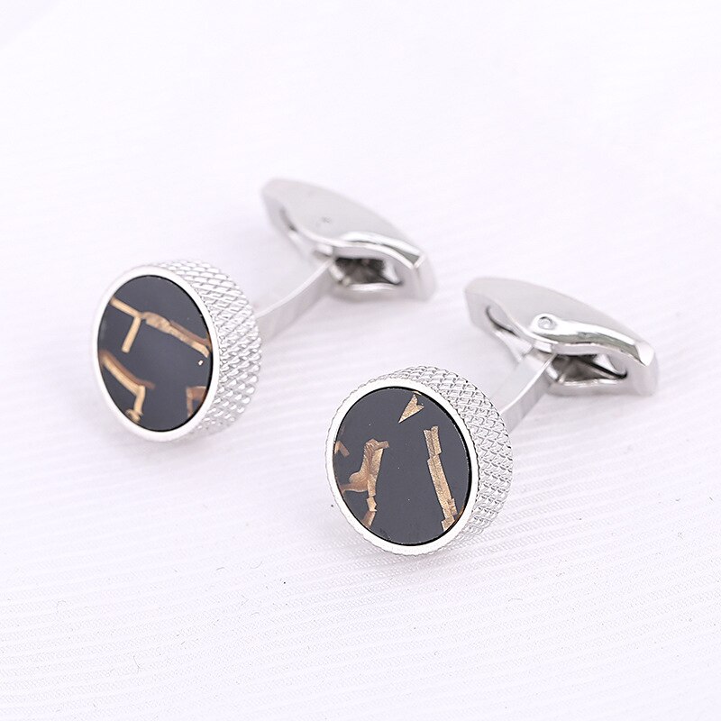 French Cufflinks Men's Business Banquet Wedding Host Suit Shirt Cuff Buttons Personality Trendy Round Enamel Cuff Links