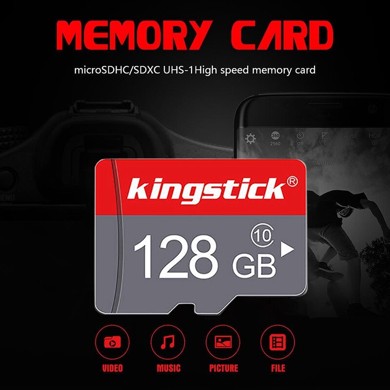 Kingstick 128Gb Micro-Sd Geheugenkaart Class10 Tf Card Flash Memory Micro-Sd-kaart Met Adapter