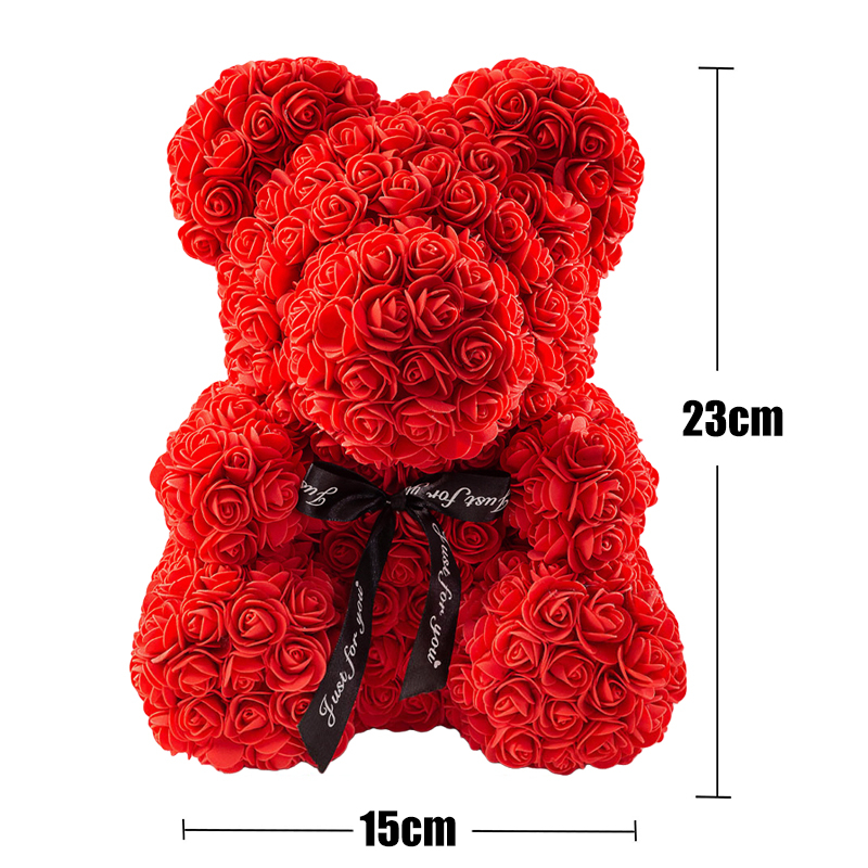 Oso rosa eterno , oso de flores artificiales, oso de peluche rojo para novia, día de la madre, cumpleaños, aniversario del Día de San Valentín