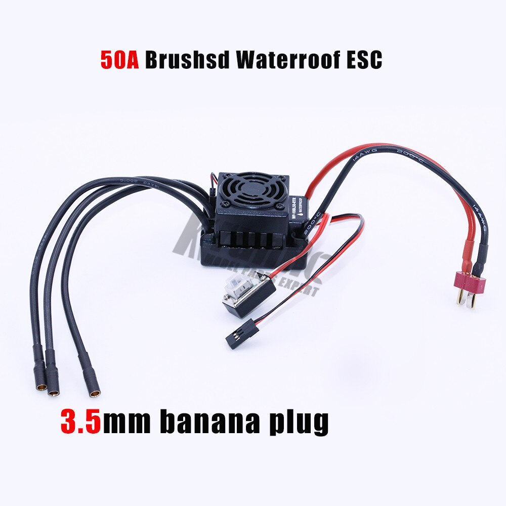 WaterProof 50A ESC 37017(03307) 107051 (03302) 3650 BRUSHLESS 540 Motor For 1/10 RC Cars Remote Control Car HSP HPI 2-3S Lipo: 3.5mm plug ESC