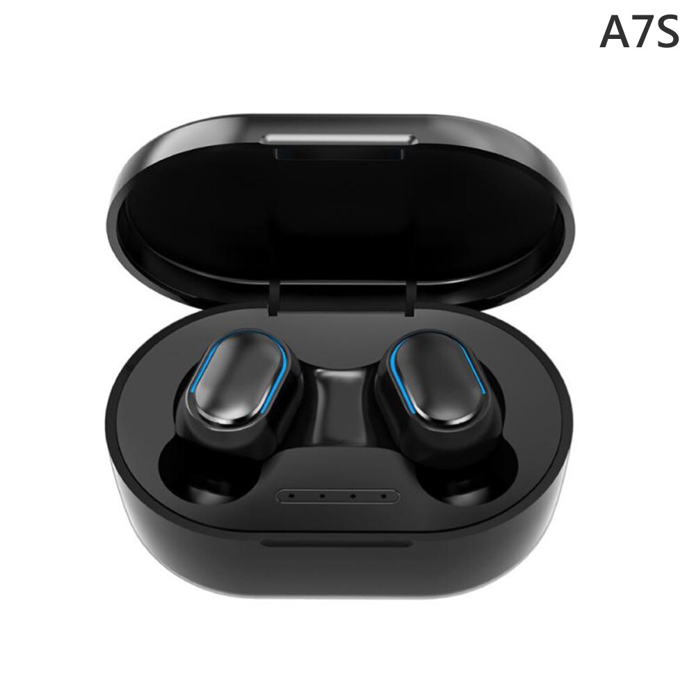 Auriculares A7S/E7S inalámbricos con Bluetooth , auriculares IPX7 impermeables deportivos estéreo 9D inalámbricos/Bluetooth 5,0: Black