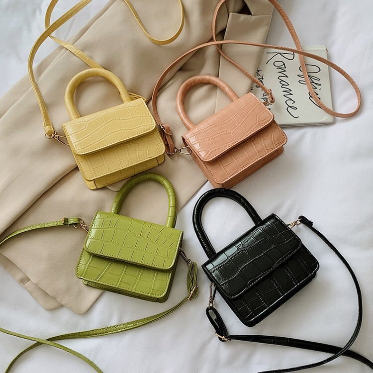 Damenhandtasche aus pu-leder, umhängetasche aus krokodilleder mit kette, Mini-quadrattasche
