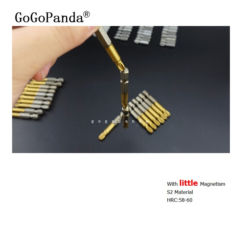 10 stk 50mm s2 titaniser pozidrive bits sekskantet skridsikker skruetrækkerbit magnetisk enkelt hoved  pz1 / pz2 / pz3