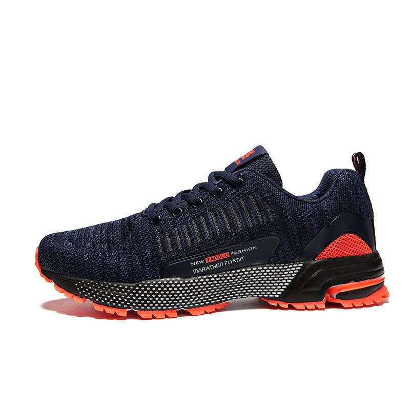 Zapatos de Golf transpirables para hombre, zapatillas de deporte masculinas para deportes al aire libre, con agarre fuerte, de punto, con cordones, estilo informal, para adultos, novedad de: blue orange / 43