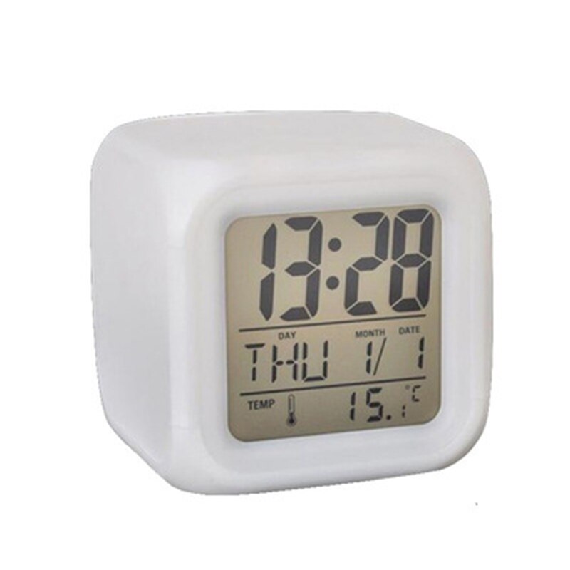 Alarm Clock Sublimation LED Digital Clock 7 Color Changing Light Night Glowing Kids Desk Clock Children Christmas: Default Title