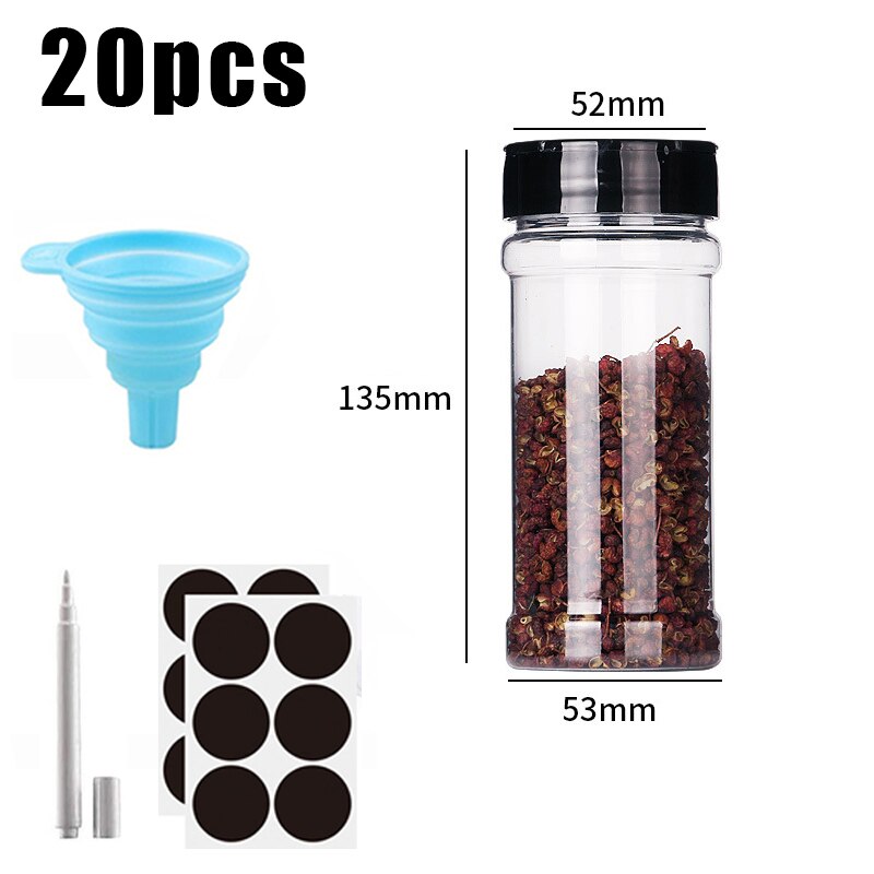 230Ml 15/20Pcs Zout En Peper Shakers Spice Container Food Grade Materiaal Spice Organisator Bus Set Keuken: 20pcs