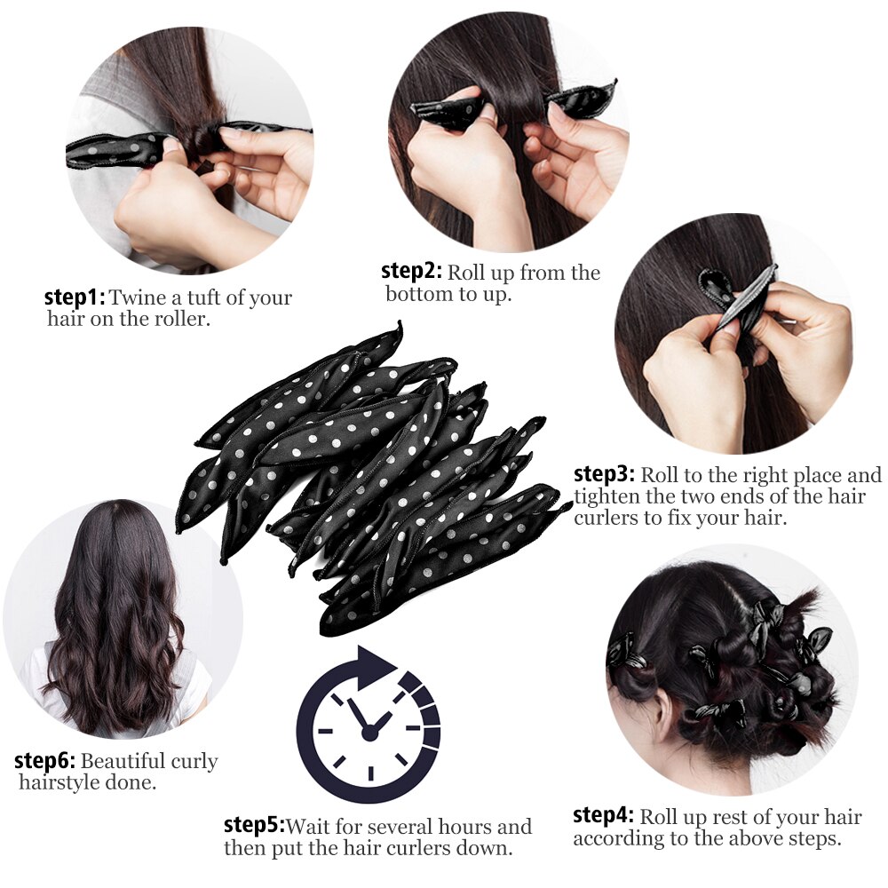 Bandes de bigoudis pour cheveux doux, 30 pièces/sac, bricolage, vagues, rouleaux de cheveux sans chaleur, boucles de nuit, outils de coiffure flexibles, magique, soins des cheveux