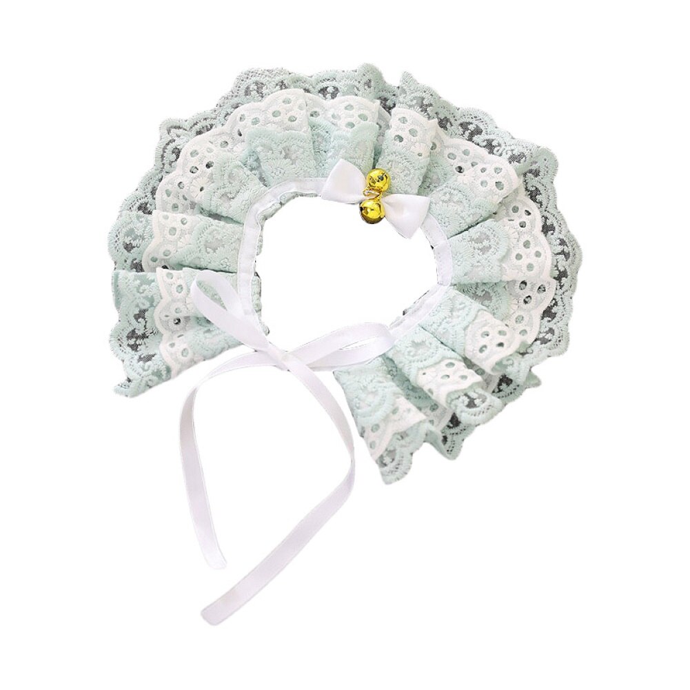 Collier cloche en dentelle pour chat, chaton fleur, nœud, ficelle, sangle de cou, fourniture pour animaux de compagnie, dentelle/fleur, décor de cou avec cloche: Blue Lace / S