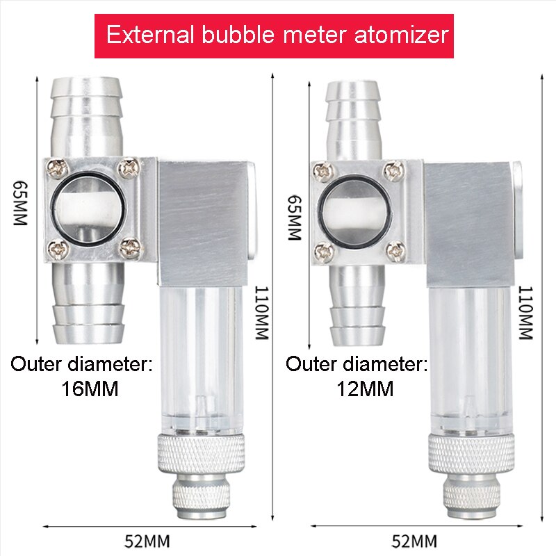 Aquarium CO2 atomizer For Generator system kit External Super Diffusion Reactor With Bubble Counter CO2 External Diffuser12/16mm