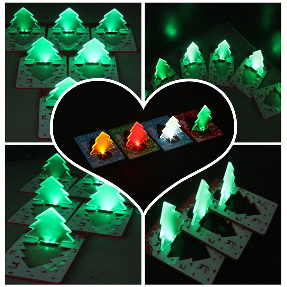 Christmas Card Light Folding LED Four Colors Ultra Thin Kids Children ABS & PS Greeting Cards Ornament