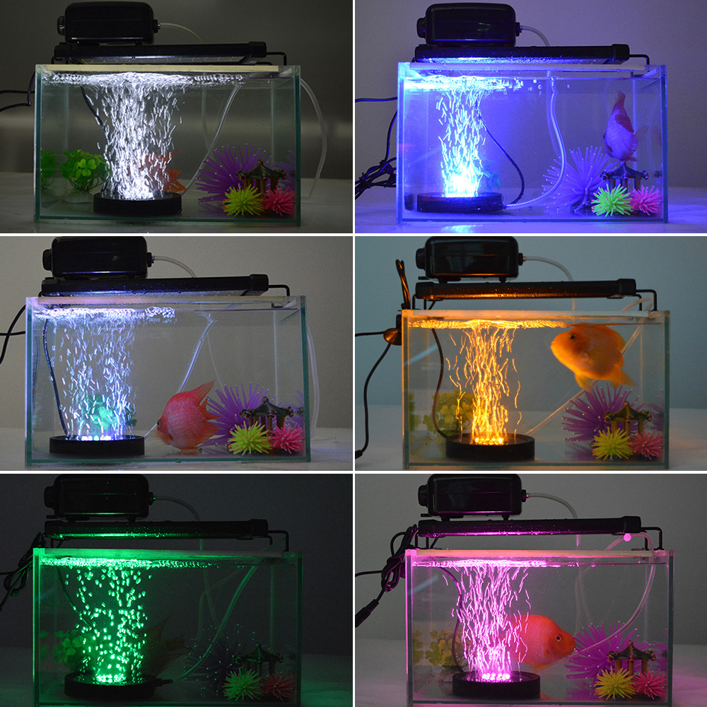Akvarium ledet belysning ir fjernbetjening rgb 16 farver skift akvarium lampe led boble luft sten undersøiske aquario lys  d30