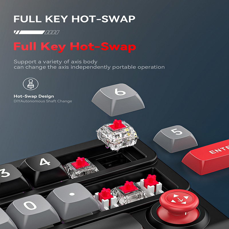 Portable Joystick Mechanical Keyboard Full Swappable Key USB-C RGB Backlight Wired Programmable Gaming Keyboard For Desktop