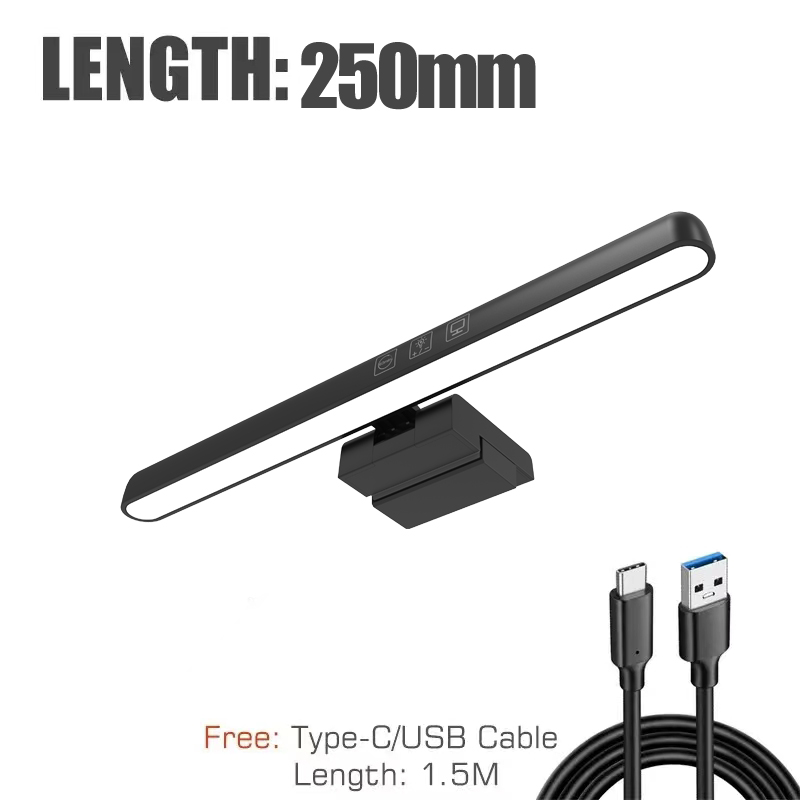 Barra de luz Led RGB para Monitor de ordenador, 60cm, pantalla de ritmo musical, luz colgante, atenuación, lámpara nocturna de ambiente para juegos/estudio/trabajo: Negro