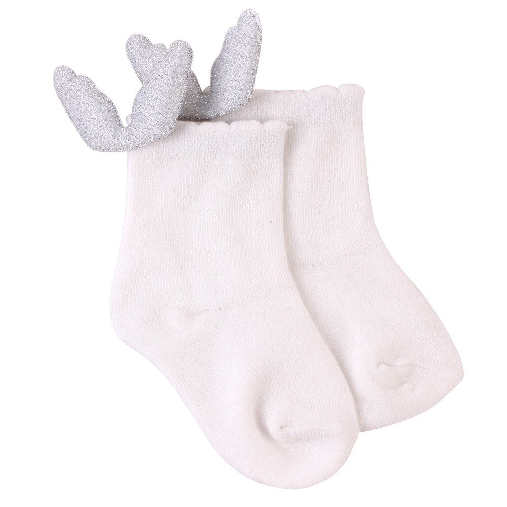 Meias infantis com asas de anjo para meninas, meias de malha listradas, criativas suprimentos: White / S