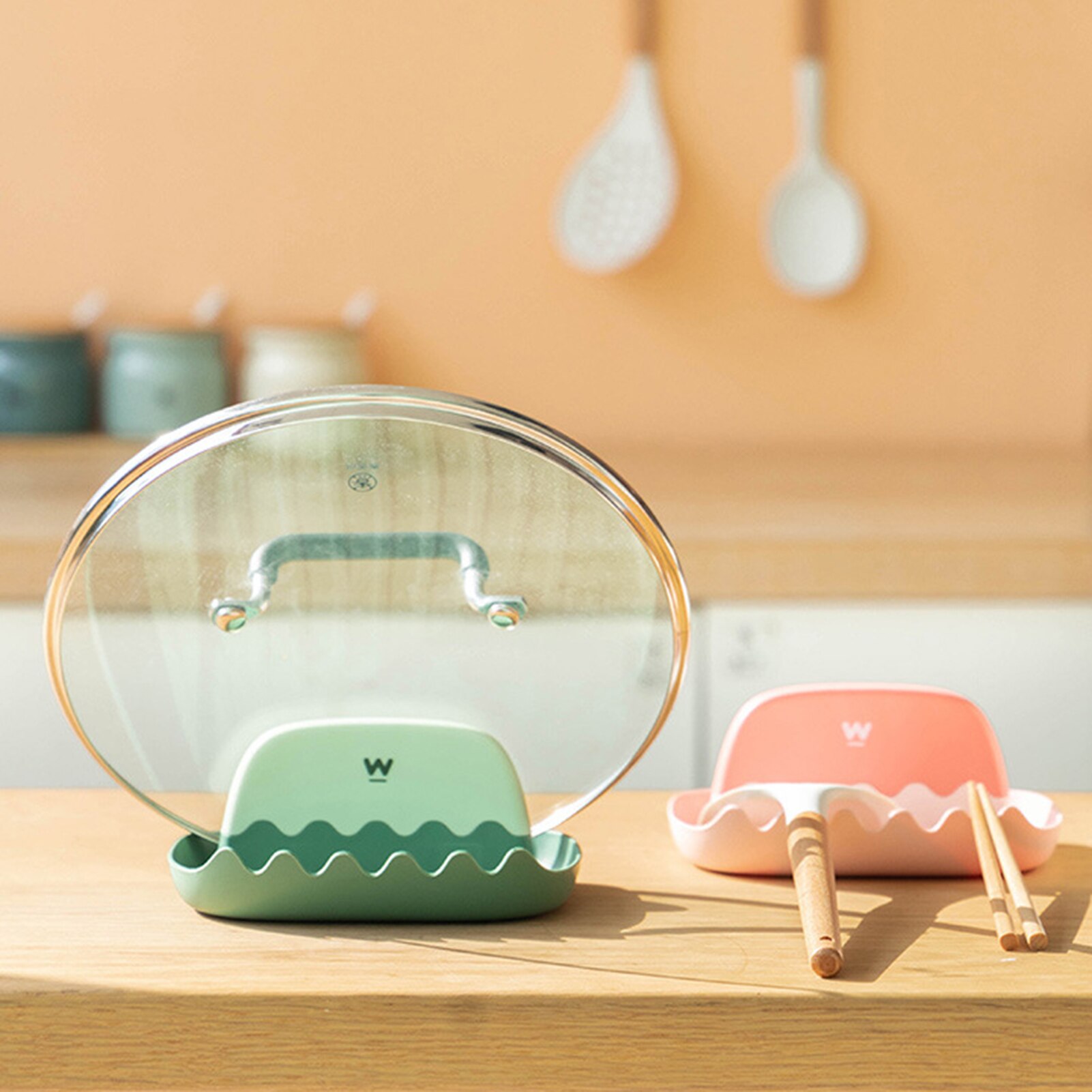 Sales! Spatel Rack Ontluikende Vorm Multifunctionele Pp Keuken Gebruiksvoorwerp Opslag Houder Voor Deksel Storaging