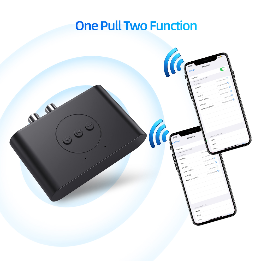 Receptor de Audio NFC Bluetooth 5,0, disco U de 3,5mm AUX RCA, adaptador inalámbrico de música estéreo USB con micrófono para Kit de coche, amplificador de altavoz
