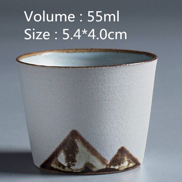 Håndmalet bjerg keramisk tekop japansk grov keramik tekopper til pu'er ovn skiftet håndlavet te tilbehør tilbehør enkelt: C