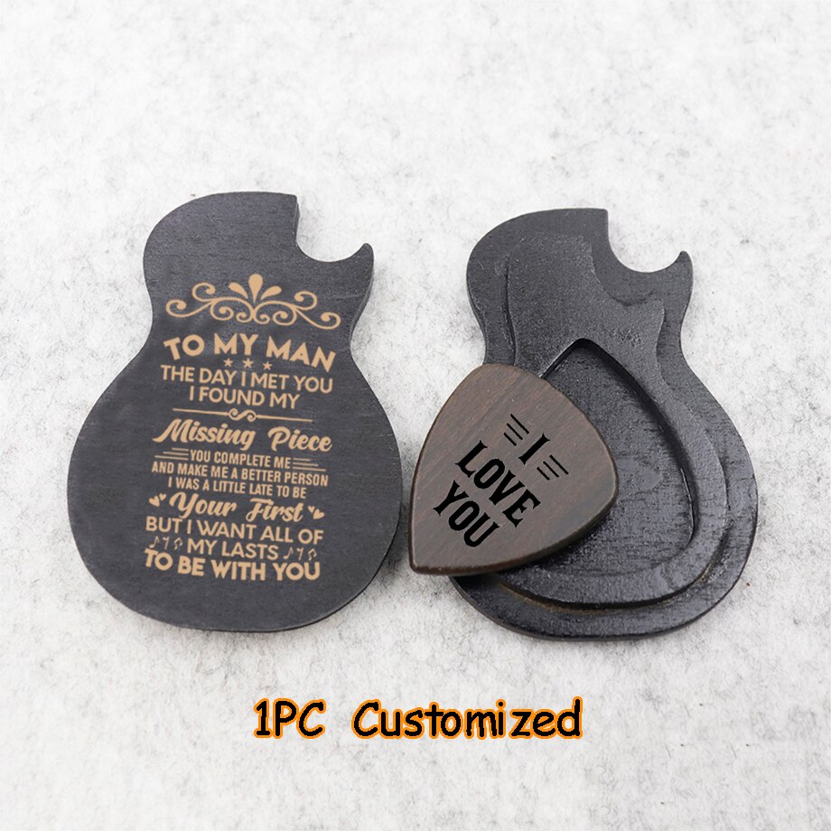 Plettro per chitarra padri giorno scatola regalo personalizzato inciso plettro per chitarra di legno contenitore di regalo dropshipping negozio Q00078 incidere: Q00078 nero